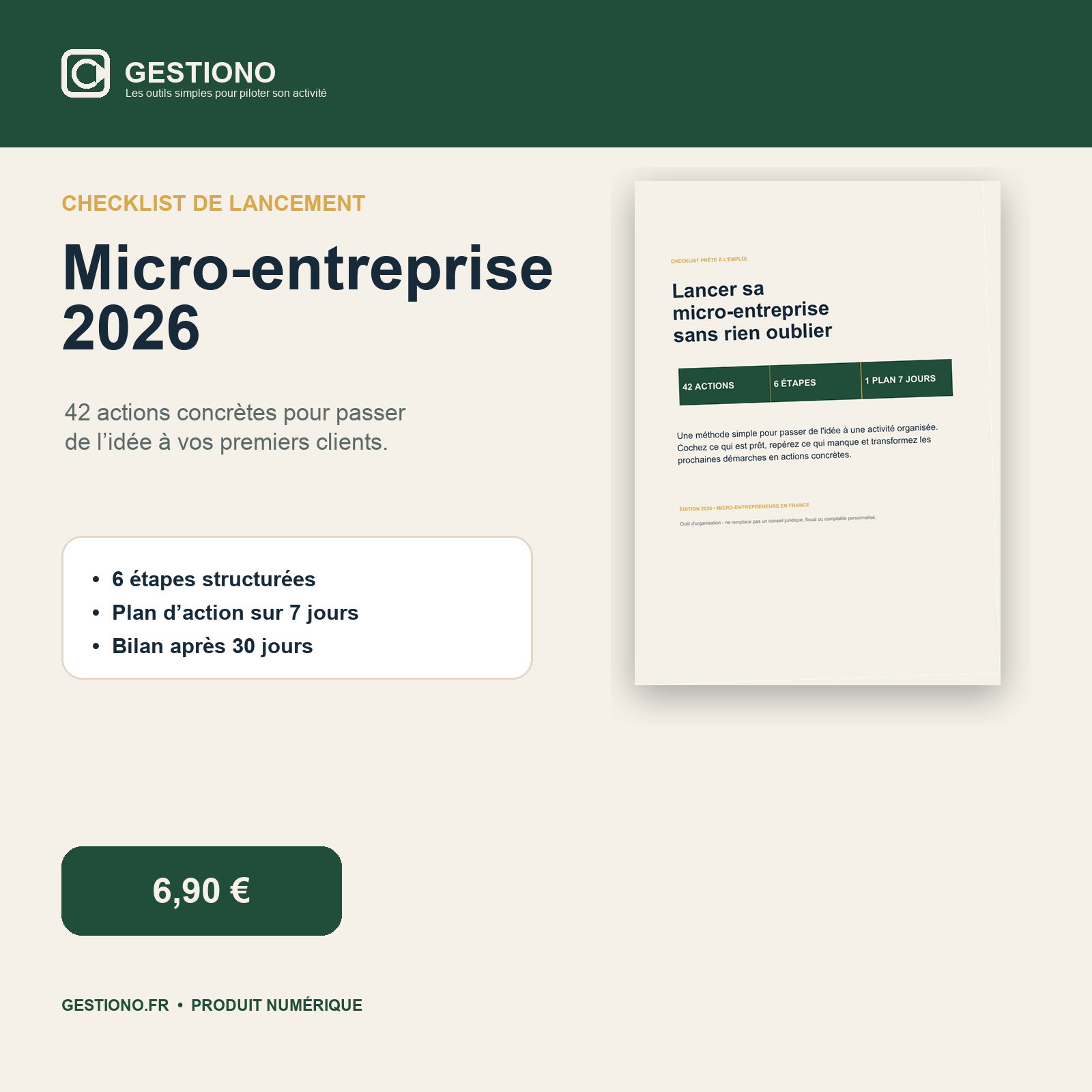 Checklist de lancement Micro-entreprise 2026