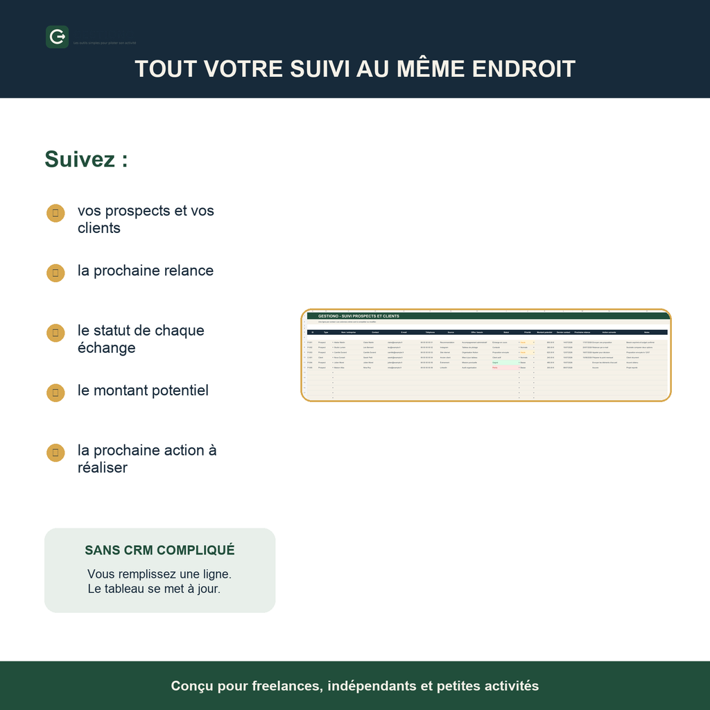 Tableau de suivi prospects et clients - Excel