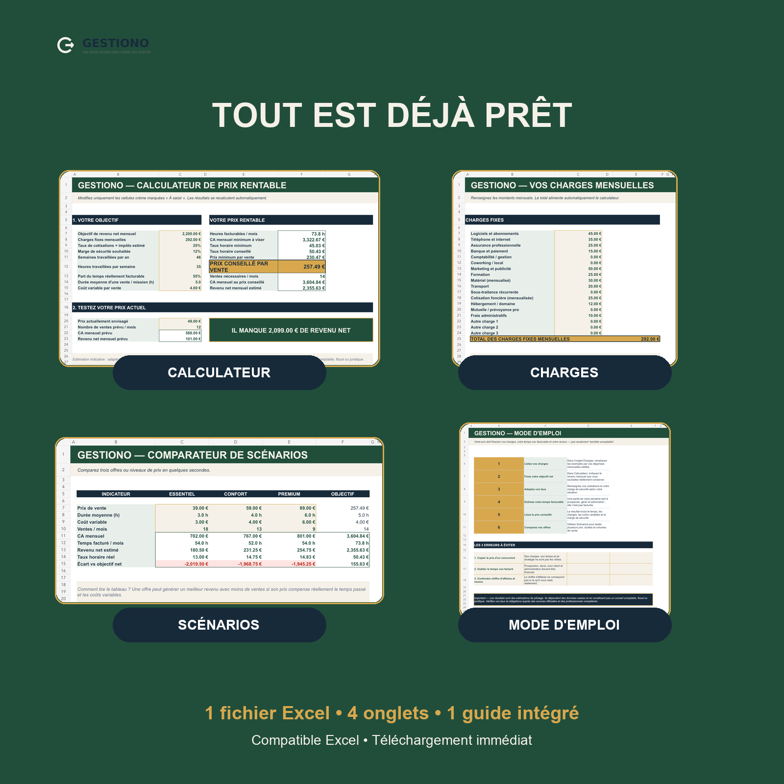 Calculateur de prix rentable – Excel